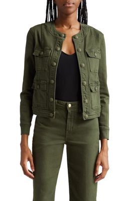 L'AGENCE Yari Collarless Stretch Cotton Jacket in Balsam
