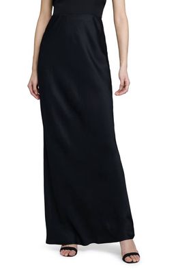 L'AGENCE Zeta Satin Maxi Skirt in Black