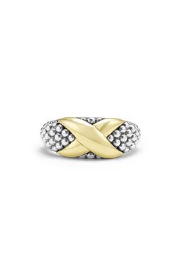 LAGOS 18K Gold & Sterling Silver Caviar Bead Ring in Silver/Gold