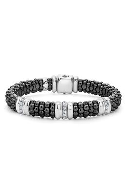 LAGOS Black Caviar Ceramic Diamond Station Bracelet in Silver