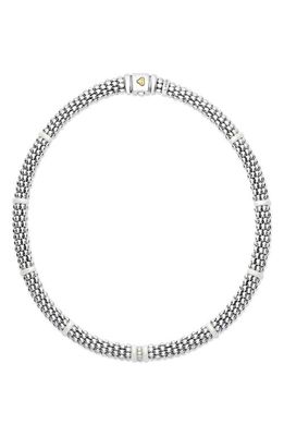 LAGOS Black Caviar Pavé Diamond Collar Necklace in Silver/Diamond