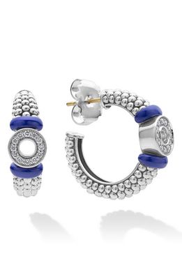 LAGOS Blue Caviar Diamond & Ceramic Hoop Earrings in Marine