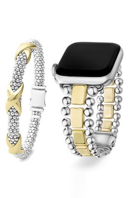 LAGOS Caviar Apple Watch Band & Station Bracelet Set in Silver