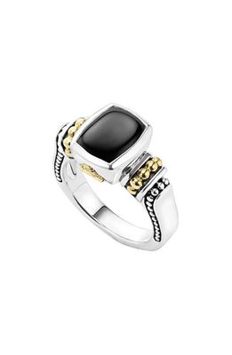 LAGOS Caviar Color Small Stone Ring in Black Onyx