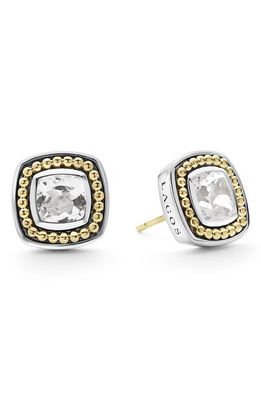 LAGOS Caviar Color White Topaz Stud Earrings in Gold