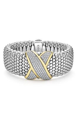LAGOS Embrace Pavé Diamond & Caviar Bracelet in Metallic