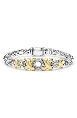 LAGOS Embrace XO Pavé Diamond Caviar Station Bracelet in Silver