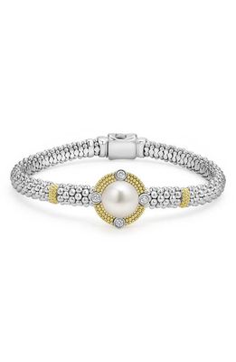 LAGOS Luna Freshwater Pearl & Diamond Lux Rope Bracelet in Silver