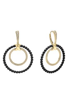 LAGOS Meridian Double Circle 18K Gold Diamond & Ceramic Earring Set in Diamond/Silver
