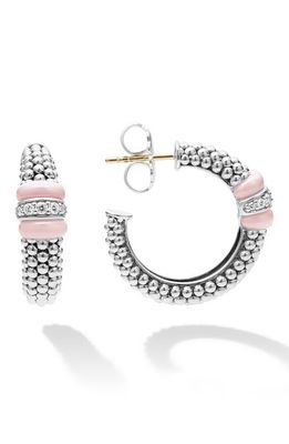 LAGOS Pink Caviar Diamond Hoop Earrings in Silver