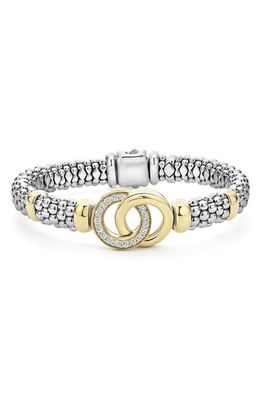 LAGOS Signature Caviar Diamond Interlock Rope Bracelet in Silver/Gold