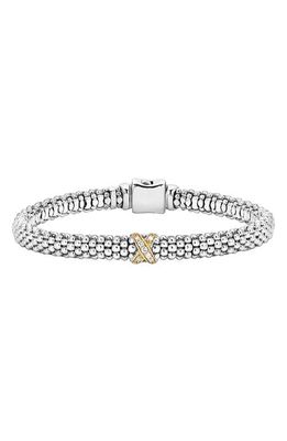 LAGOS Signature Caviar Diamond Rope Bracelet in Sterling Silver/Gold