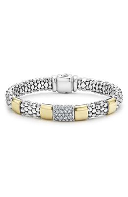 LAGOS Signature Caviar Pavé Diamond Rope Bracelet in Silver Gold Diamond