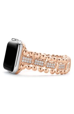 LAGOS Smart Caviar 18K Gold & Diamond Link 16mm Apple WatchÂ Watchband in Rose Gold