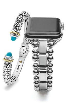 LAGOS Smart Caviar Apple Watch® Band & Cuff Bracelet Set in Turquoise