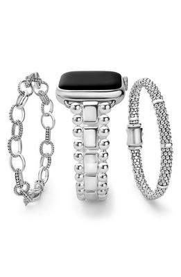 LAGOS Smart Caviar Apple Watch Watchband & Bracelet Set in Silver