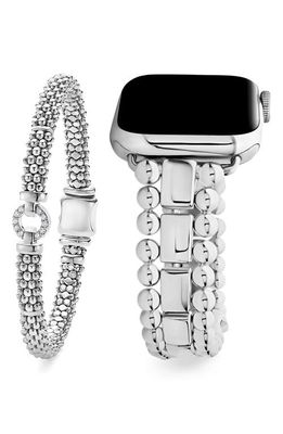 LAGOS Smart Caviar Apple Watch Watchband & Rope Bracelet Set in Silver