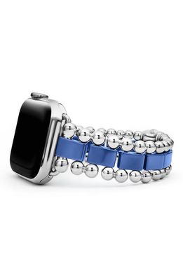 LAGOS Smart Caviar Ceramic & Sterling Silver Apple Watch Band in Ultramarine