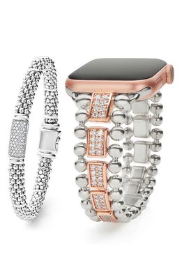 LAGOS Smart Caviar Diamond Apple Watch® Watchband & Rope Bracelet Set in Rose Gold