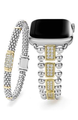 LAGOS Smart Caviar Diamond Apple Watch® Watchband & Rope Bracelet Set in Yellow Gold
