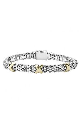 LAGOS Three Station X Two-Tone Caviar Bracelet in Silver/Gold