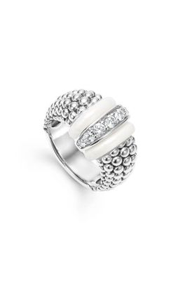 LAGOS White Caviar Diamond Link Ring in Silver/Diamond
