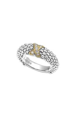 LAGOS X Diamond & Caviar­ Two-Tone Ring in Silver/Gold