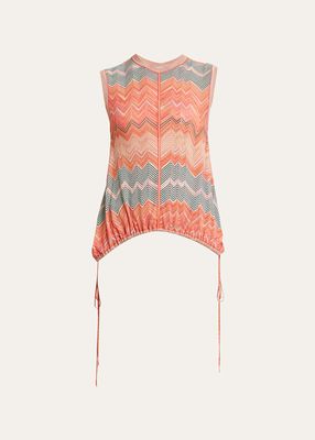 Laila Sleeveless Chevron Tie-Hem Top