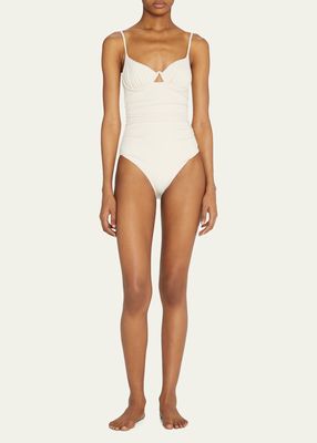 Laine Solid Ruched Underwire One-Piece Swimsuit