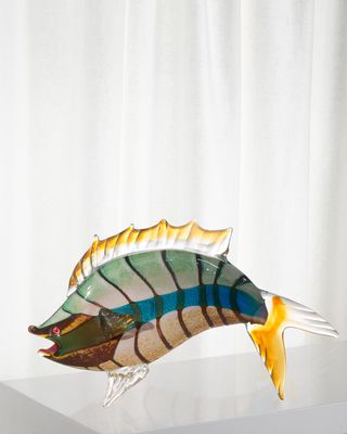 Lake Fish Art Glass Figurine - 18.5" x 5" x 11.75"