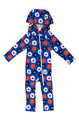 Lake Label Kids' Floral Long Sleeve Full Body Hooded Swimsuit in Flower Power