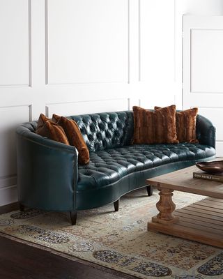 Lakeland Leather Tufted Sofa, 122"