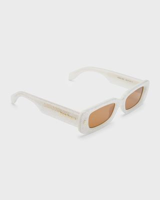 Lala Shimmery Acetate Rectangle Sunglasses