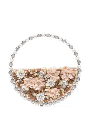 L'Alingi Eternity floral-appliqué clutch bag - Neutrals