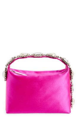 L'alingi Satin Jeweled Top Handle Bag in Hot Pink