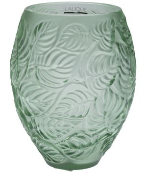 Lalique Feuilles crystal vase - Green