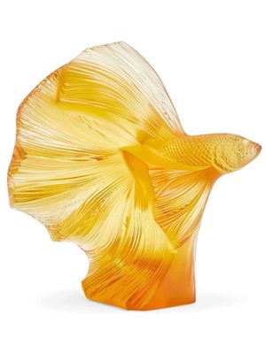 Lalique Fighting Fish crystal sculpture - Yellow