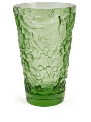 Lalique medium Merles et Raisins crystal vase - Green