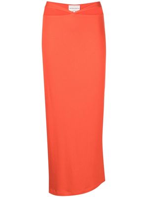 Lama Jouni cut-out ribbed maxi skirt - Orange