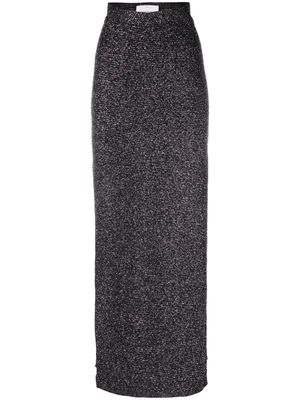 Lama Jouni metallic side-slit maxi skirt - Black