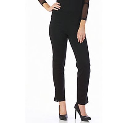 LaMonir Straight-Leg Pants with Slits