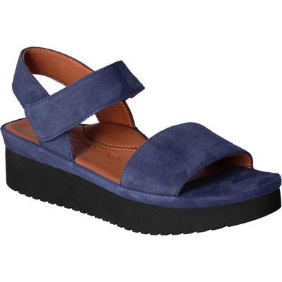 L'Amour des Pieds Abrilla Slingback Platform Wedge Sandal in Navy 