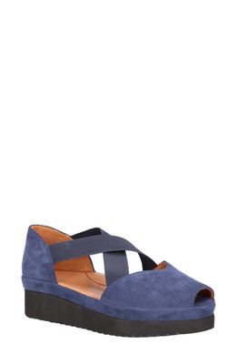 L'Amour des Pieds Alessio Open Toe Wedge in Navy