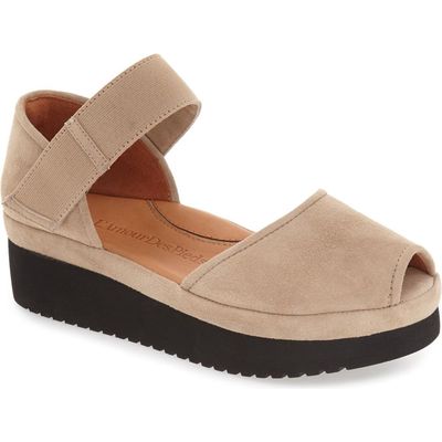 L'Amour des Pieds Amadour Platform Sandal in Taupe Suede Leather at Nordstrom, Size 7.5