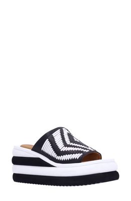 L'Amour des Pieds Eviana Platform Slide Sandal in Black/White