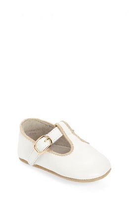 L'AMOUR Evie T-Strap Crib Shoe in White