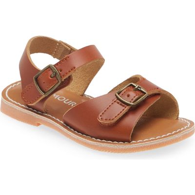 L'AMOUR Kids' Olympia Buckle Sandal in Cognac