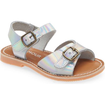 L'AMOUR Kids' Olympia Buckle Sandal in Holographic 