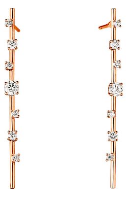 Lana 14K Rose Gold Diamond Linear Stick Earrings