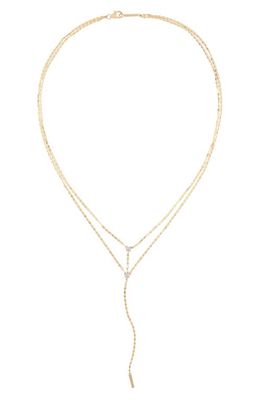 Lana Diamond Layered Lariat Necklace in Yellow Gold/Diamond